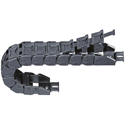 Igus 9, e-chain Black Cable Chain - Flexible Slot, W18.2 mm x D19.3mm, L1m, 48 mm Min. Bend Radius, Igumid G