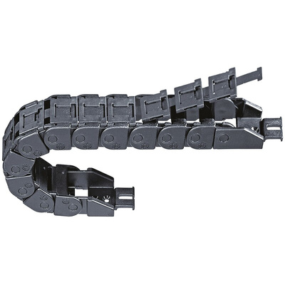Igus 9, e-chain Black Cable Chain - Flexible Slot, W18.2 mm x D19.3mm, L1m, 28 mm Min. Bend Radius, Igumid G