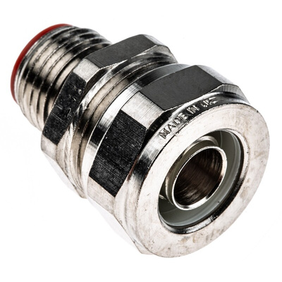 Adaptaflex Swivel, Conduit Fitting, 12mm Nominal Size, M16, Brass, Silver