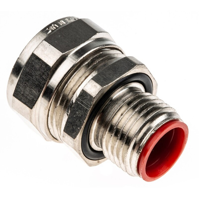 Adaptaflex Swivel, Conduit Fitting, 12mm Nominal Size, M16, Brass, Silver