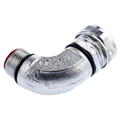 Adaptaflex 90° Elbow, Conduit Fitting, 20mm Nominal Size, M20, Brass, Silver