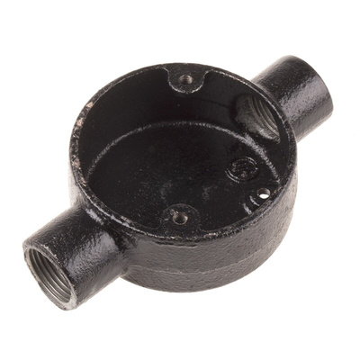 RS PRO Through Box, Conduit Fitting, 20mm Nominal Size, Steel, Black