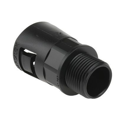 Adaptaflex Straight, Conduit Fitting, 21mm Nominal Size, M20, Nylon 66, Black