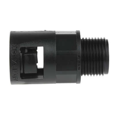 Adaptaflex Straight, Conduit Fitting, 21mm Nominal Size, M20, Nylon 66, Black
