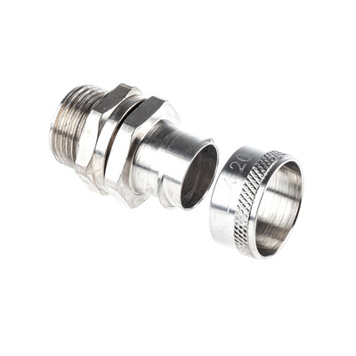 Adaptaflex Swivel, Conduit Fitting, 20mm Nominal Size, M20, Brass, Silver