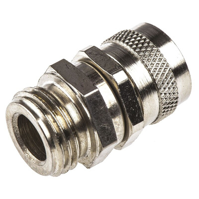 Adaptaflex Swivel, Conduit Fitting, 12mm Nominal Size, M16, Brass, Silver