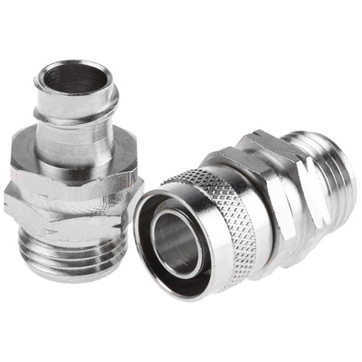 Adaptaflex Swivel, Conduit Fitting, 12mm Nominal Size, PG9, Brass, Silver