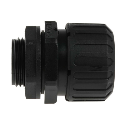 Adaptaflex Straight, Conduit Fitting, 21mm Nominal Size, M20, Nylon 66, Black