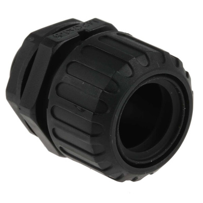 Adaptaflex Straight, Conduit Fitting, 21mm Nominal Size, M20, Nylon 66, Black