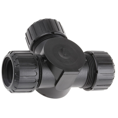 Adaptaflex T Piece, Conduit Fitting, 21mm Nominal Size, M20, Nylon 66, Black