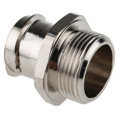 Adaptaflex Straight, Conduit Fitting, 25mm Nominal Size, M25, Brass, Silver