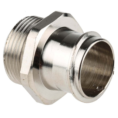 Adaptaflex Straight, Conduit Fitting, 25mm Nominal Size, M25, Brass, Silver