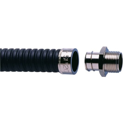 Adaptaflex Straight, Conduit Fitting, 25mm Nominal Size, M25, Brass, Silver