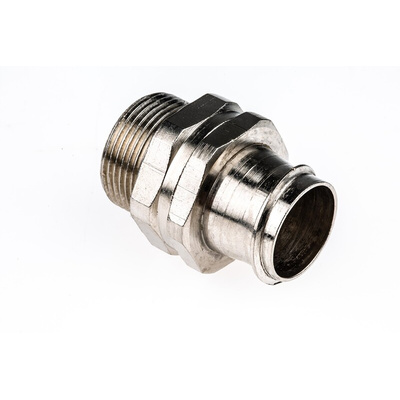 Adaptaflex Swivel, Conduit Fitting, 25mm Nominal Size, M25, Brass, Silver