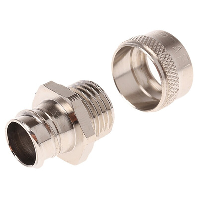 Adaptaflex Straight, Conduit Fitting, 16mm Nominal Size, M16, Brass, Silver