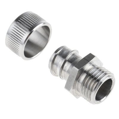 Kopex Straight, Conduit Fitting, 16mm Nominal Size, M16, 316 Stainless Steel, Metallic