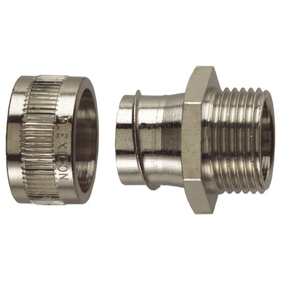 Flexicon Fixed External Thread Fitting, Conduit Fitting, 12mm Nominal Size, M16, 316 Stainless Steel