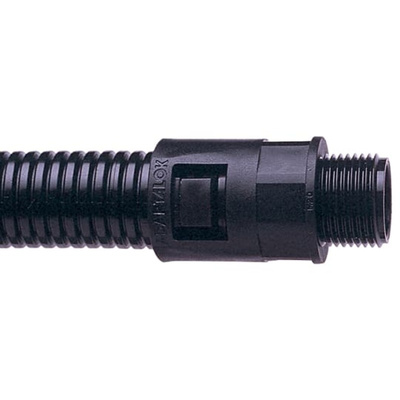 Adaptaflex Straight, Conduit Fitting, 16mm Nominal Size, M16, Nylon 66, Black