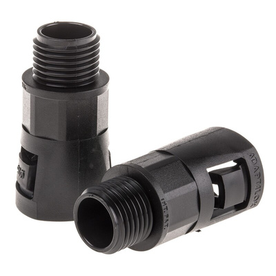 Adaptaflex Straight, Conduit Fitting, 16mm Nominal Size, M16, Nylon 66, Black