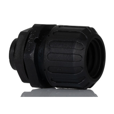 Adaptaflex Straight, Conduit Fitting, 16mm Nominal Size, M16, Nylon 66, Black