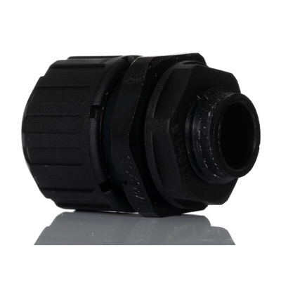 Adaptaflex Straight, Conduit Fitting, 16mm Nominal Size, M16, Nylon 66, Black