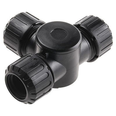 Adaptaflex T Piece, Conduit Fitting, 16mm Nominal Size, M16, Nylon 66, Black