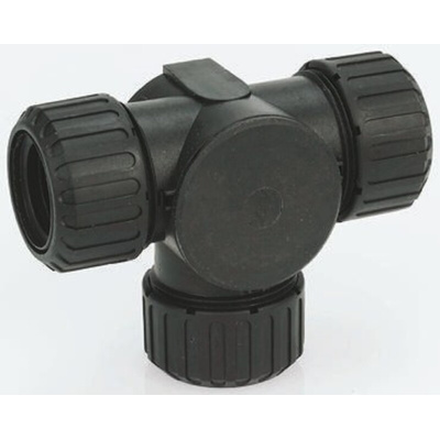 Adaptaflex T Piece, Conduit Fitting, 28mm Nominal Size, M28, Nylon 66, Black