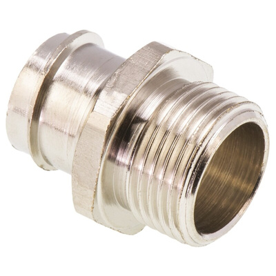 Adaptaflex Straight, Conduit Fitting, 20mm Nominal Size, M20, Brass, Silver