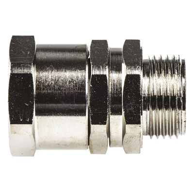 Adaptaflex Swivel, Conduit Fitting, 20mm Nominal Size, M20, Brass, Silver