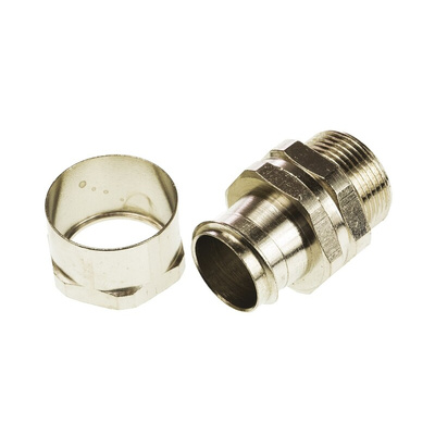 Adaptaflex Swivel, Conduit Fitting, 25mm Nominal Size, M25, Brass, Silver