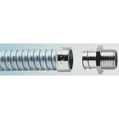 Adaptaflex Swivel, Conduit Fitting, 25mm Nominal Size, M25, Brass, Silver