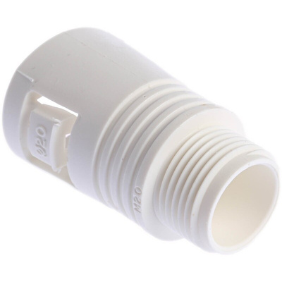 Adaptaflex Straight, Conduit Fitting, 20mm Nominal Size, M20, Polyamide, White