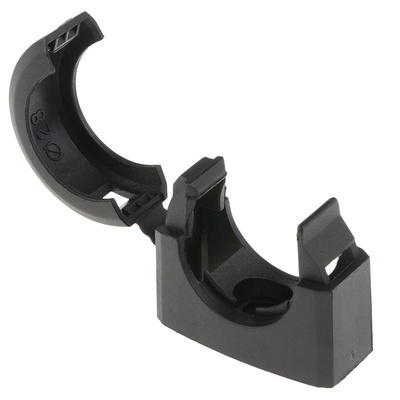 Adaptaflex Conduit Clip, Conduit Fitting, 25mm Nominal Size, Nylon 66, Black