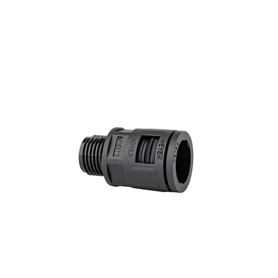 RS PRO Fixed Straight, Conduit Fitting, 12mm Nominal Size, M16x1.5, Polyamide, Black
