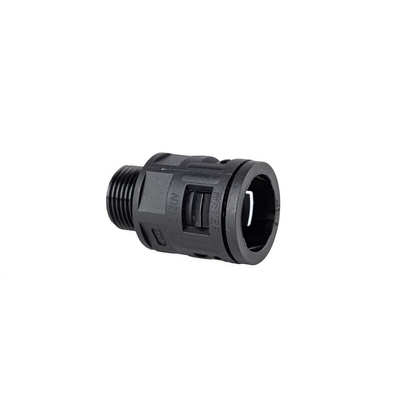 RS PRO Fixed Straight, Conduit Fitting, 17mm Nominal Size, M20 x 1.5, Polyamide, Black