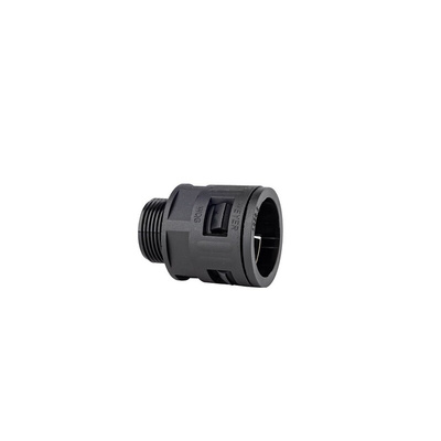 RS PRO Fixed Straight, Conduit Fitting, 23mm Nominal Size, M25x1.5, Polyamide, Black