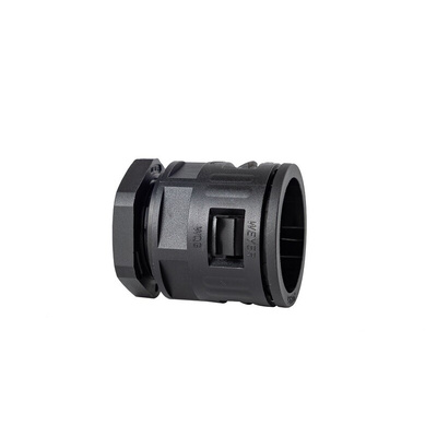 RS PRO Fixed Straight, Conduit Fitting, 29mm Nominal Size, M32x1.5, Polyamide, Black