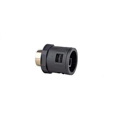 RS PRO Fixed Straight, Conduit Fitting, 23mm Nominal Size, M25x1.5, Polyamide, Black