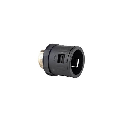 RS PRO Screw Connector, Conduit Fitting, 29mm Nominal Size, M32x1.5, Polyamide, Black
