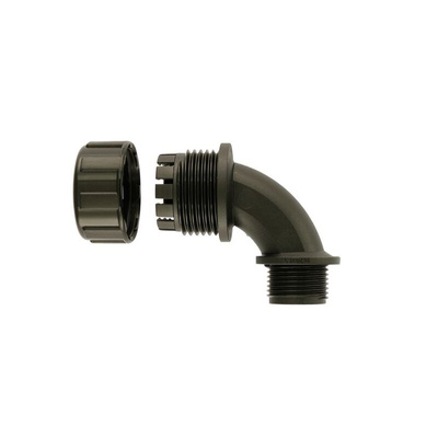 Flexicon 90° Bend, Conduit Fitting, 32mm Nominal Size, M32mm, Nylon, Black