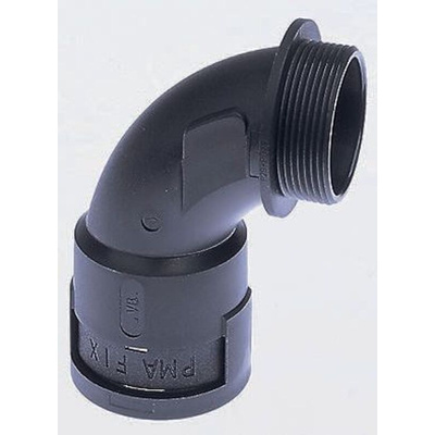 PMA 90° Curved Elbow, Cable Conduit Fitting, 29mm Nominal Size, PG29, PA 6, Black