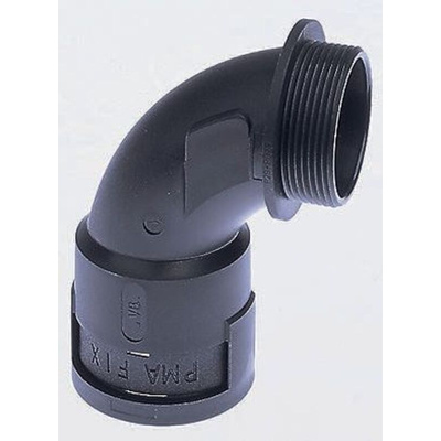 PMA 90° Curved Elbow, Cable Conduit Fitting, 48mm Nominal Size, PG48, PA 6, Black