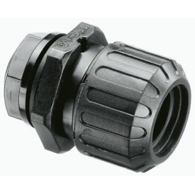 Adaptaflex Straight, Conduit Fitting, 16mm Nominal Size, PG9, Nylon 66, Black