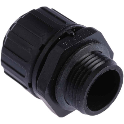 Adaptaflex Straight, Conduit Fitting, 16mm Nominal Size, PG11, Nylon 66, Black