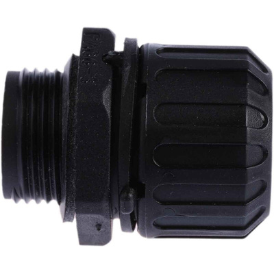 Adaptaflex Straight, Conduit Fitting, 16mm Nominal Size, PG11, Nylon 66, Black