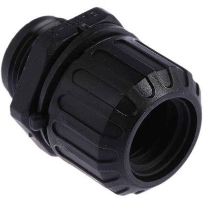 Adaptaflex Straight, Conduit Fitting, 16mm Nominal Size, PG11, Nylon 66, Black