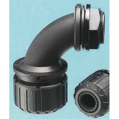 Adaptaflex 90° Elbow, Conduit Fitting, 13mm Nominal Size, M16, Nylon 66, Black