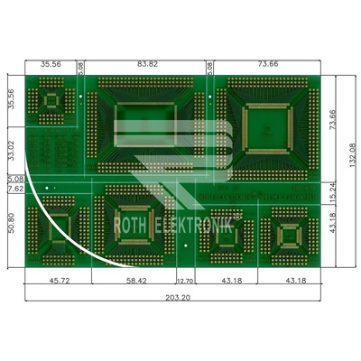 Surface Mount (SMT) Board QFP Epoxy Glass Double-Sided 203 x 123 x 1.5mm FR4