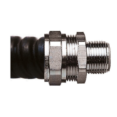 Adaptaflex Swivel, Conduit Fitting, 12mm Nominal Size, PG9, Brass, Silver