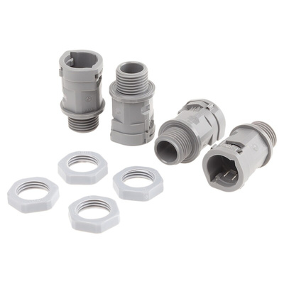 PMA Straight, Conduit Fitting, 16mm Nominal Size, M16, PA 6, Grey